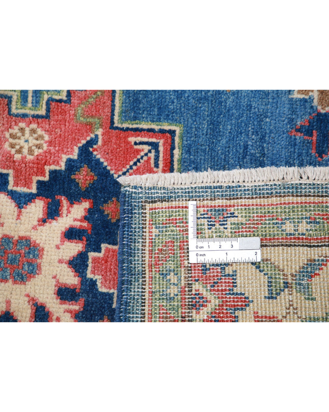Kazak 3' 2" X 4' 9" Hand Knotted Wool Rug 3' 2" X 4' 9" (97 X 145) / Blue / Wool