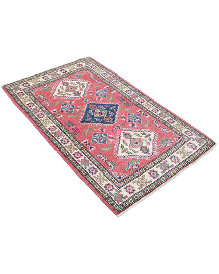 Kazak 3' 0" X 5' 0" Hand Knotted Wool Rug 3' 0" X 5' 0" (91 X 152) / Red / Wool