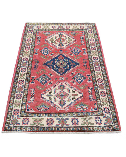 Kazak 3' 0" X 5' 0" Hand Knotted Wool Rug 3' 0" X 5' 0" (91 X 152) / Red / Wool