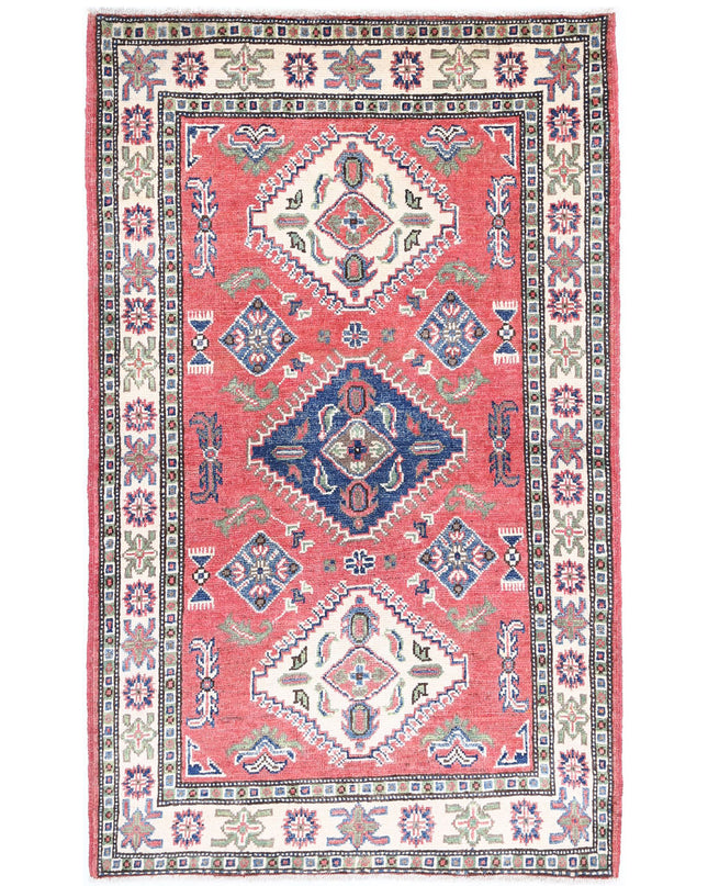 Kazak 3' 0" X 5' 0" Hand Knotted Wool Rug 3' 0" X 5' 0" (91 X 152) / Red / Wool