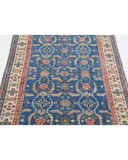 Kazak 3' 2" X 4' 9" Hand Knotted Wool Rug 3' 2" X 4' 9" (97 X 145) / Blue / Wool