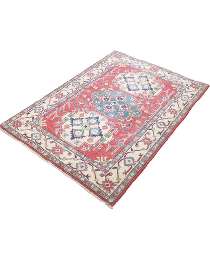 Kazak 3' 6" X 4' 11" Hand Knotted Wool Rug 3' 6" X 4' 11" (107 X 150) / Red / Wool