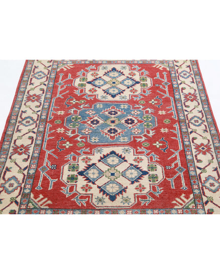 Kazak 3' 6" X 4' 11" Hand Knotted Wool Rug 3' 6" X 4' 11" (107 X 150) / Red / Wool