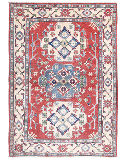 Kazak 3' 6" X 4' 11" Hand Knotted Wool Rug 3' 6" X 4' 11" (107 X 150) / Red / Wool