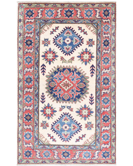 Kazak 2' 10" X 4' 11" Hand Knotted Wool Rug 2' 10" X 4' 11" (86 X 150) / Ivory / Wool