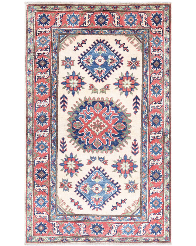 Kazak 2' 10" X 4' 11" Hand Knotted Wool Rug 2' 10" X 4' 11" (86 X 150) / Ivory / Wool