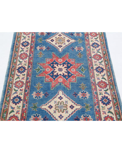 Kazak 3' 2" X 4' 10" Hand Knotted Wool Rug 3' 2" X 4' 10" (97 X 147) / Blue / Wool