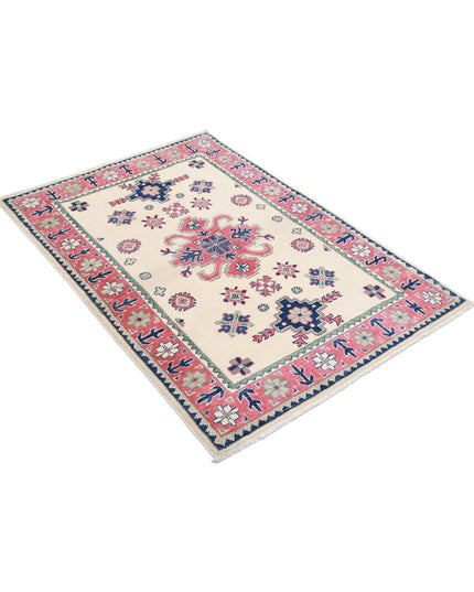 Kazak 3' 2" X 4' 9" Hand Knotted Wool Rug 3' 2" X 4' 9" (97 X 145) / Ivory / Wool