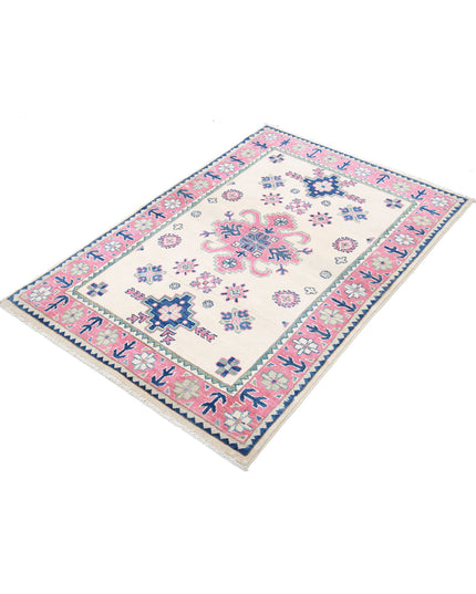 Kazak 3' 2" X 4' 9" Hand Knotted Wool Rug 3' 2" X 4' 9" (97 X 145) / Ivory / Wool