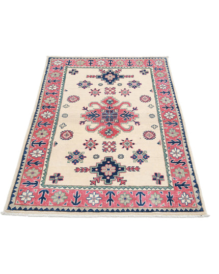 Kazak 3' 2" X 4' 9" Hand Knotted Wool Rug 3' 2" X 4' 9" (97 X 145) / Ivory / Wool