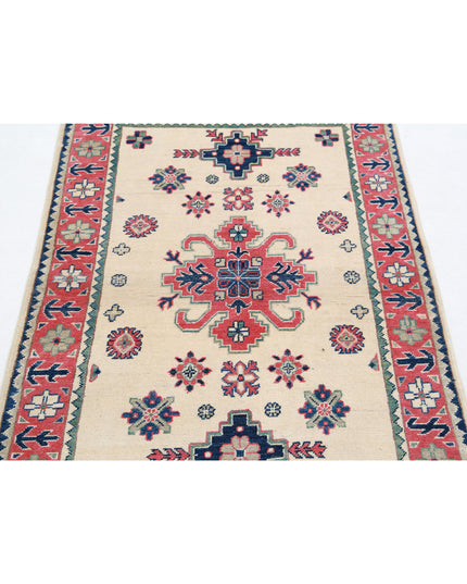 Kazak 3' 2" X 4' 9" Hand Knotted Wool Rug 3' 2" X 4' 9" (97 X 145) / Ivory / Wool