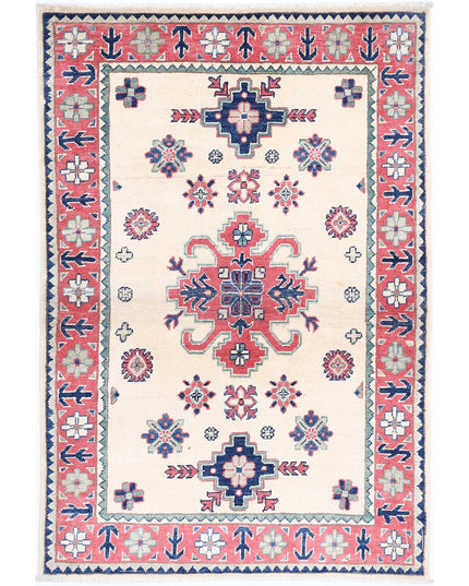 Kazak 3' 2" X 4' 9" Hand Knotted Wool Rug 3' 2" X 4' 9" (97 X 145) / Ivory / Wool