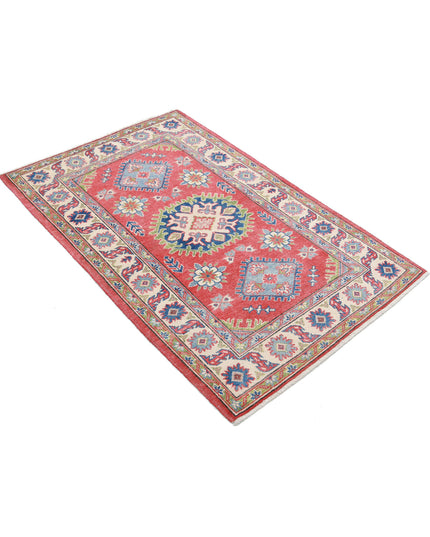 Kazak 3' 0" X 4' 8" Hand Knotted Wool Rug 3' 0" X 4' 8" (91 X 142) / Red / Wool