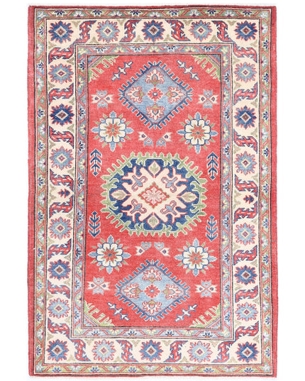 Kazak 3' 0" X 4' 8" Hand Knotted Wool Rug 3' 0" X 4' 8" (91 X 142) / Red / Wool