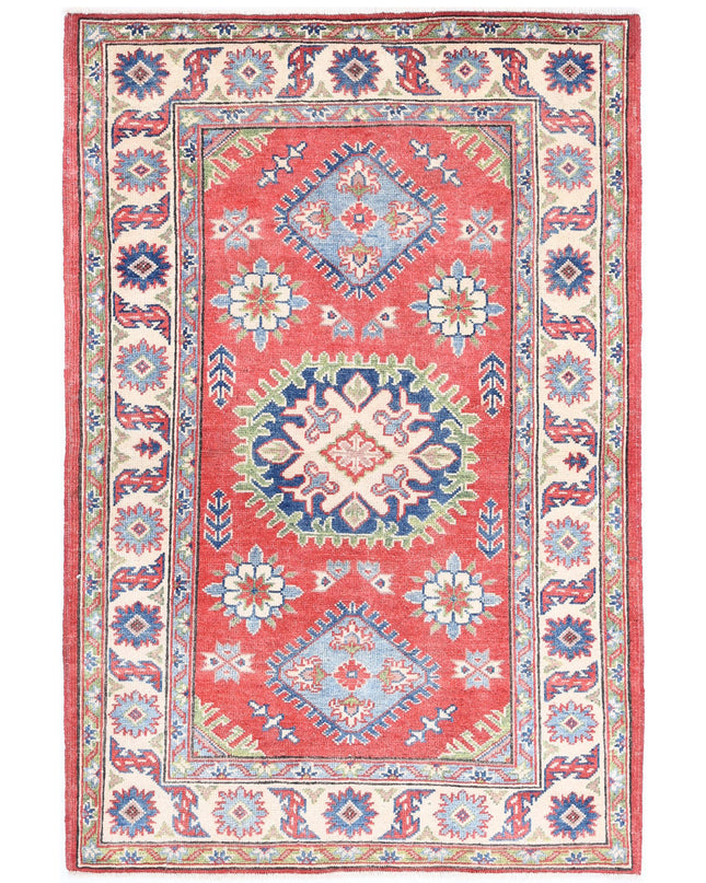 Kazak 3' 0" X 4' 8" Hand Knotted Wool Rug 3' 0" X 4' 8" (91 X 142) / Red / Wool