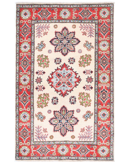 Kazak 3' 3" X 5' 1" Hand Knotted Wool Rug 3' 3" X 5' 1" (99 X 155) / Ivory / Wool