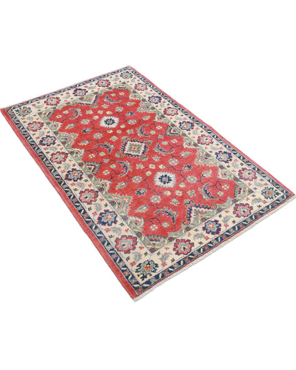 Kazak 3' 4" X 4' 9" Hand Knotted Wool Rug 3' 4" X 4' 9" (101 X 145) / Red / Wool