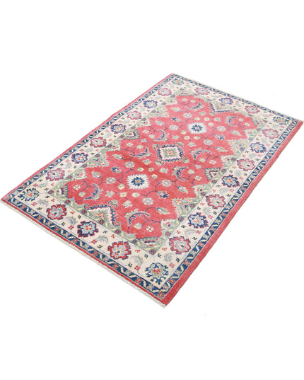 Kazak 3' 4" X 4' 9" Hand Knotted Wool Rug 3' 4" X 4' 9" (101 X 145) / Red / Wool
