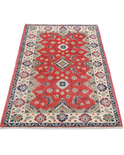 Kazak 3' 4" X 4' 9" Hand Knotted Wool Rug 3' 4" X 4' 9" (101 X 145) / Red / Wool