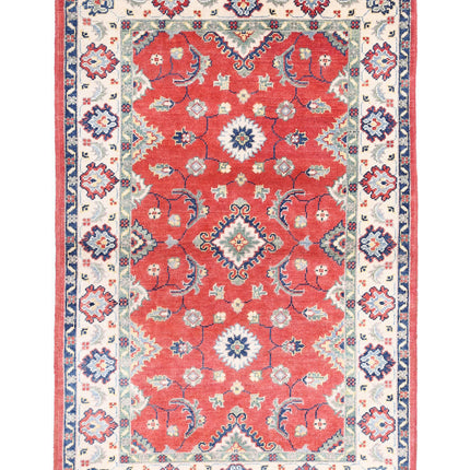 Kazak 3' 4" X 4' 9" Hand Knotted Wool Rug 3' 4" X 4' 9" (101 X 145) / Red / Wool
