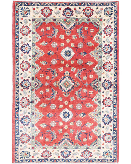 Kazak 3' 4" X 4' 9" Hand Knotted Wool Rug 3' 4" X 4' 9" (101 X 145) / Red / Wool