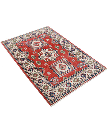 Kazak 3' 4" X 4' 9" Hand Knotted Wool Rug 3' 4" X 4' 9" (101 X 145) / Red / Wool