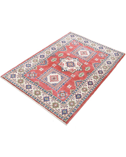Kazak 3' 4" X 4' 9" Hand Knotted Wool Rug 3' 4" X 4' 9" (101 X 145) / Red / Wool