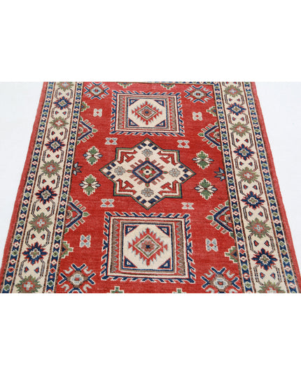 Kazak 3' 4" X 4' 9" Hand Knotted Wool Rug 3' 4" X 4' 9" (101 X 145) / Red / Wool