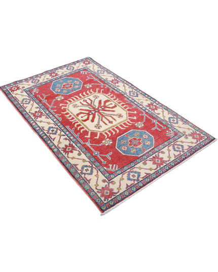 Kazak 3' 4" X 5' 3" Hand Knotted Wool Rug 3' 4" X 5' 3" (101 X 160) / Red / Wool