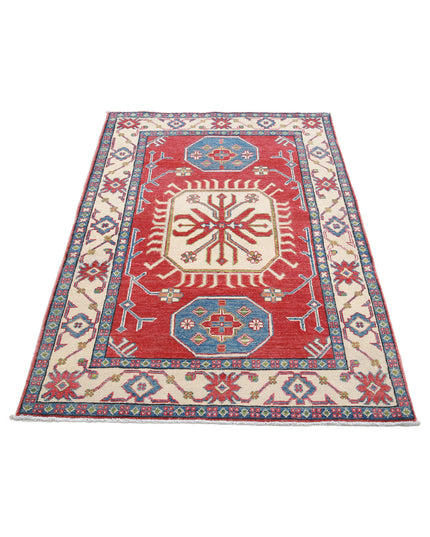 Kazak 3' 4" X 5' 3" Hand Knotted Wool Rug 3' 4" X 5' 3" (101 X 160) / Red / Wool