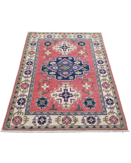 Kazak 3' 2" X 4' 8" Hand Knotted Wool Rug 3' 2" X 4' 8" (97 X 142) / Red / Wool