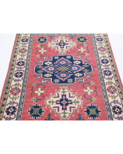 Kazak 3' 2" X 4' 8" Hand Knotted Wool Rug 3' 2" X 4' 8" (97 X 142) / Red / Wool