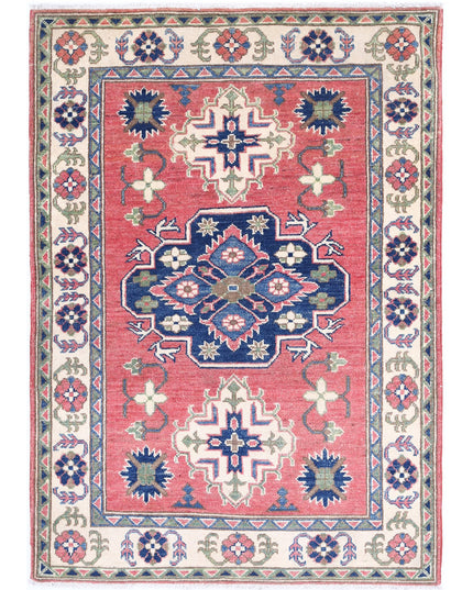 Kazak 3' 2" X 4' 8" Hand Knotted Wool Rug 3' 2" X 4' 8" (97 X 142) / Red / Wool