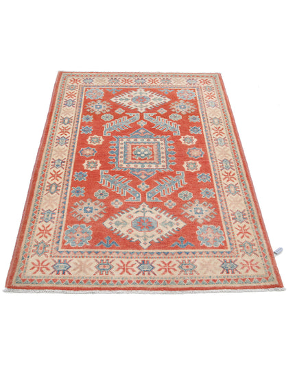 Kazak 3' 3" X 4' 10" Hand Knotted Wool Rug 3' 3" X 4' 10" (99 X 147) / Red / Wool