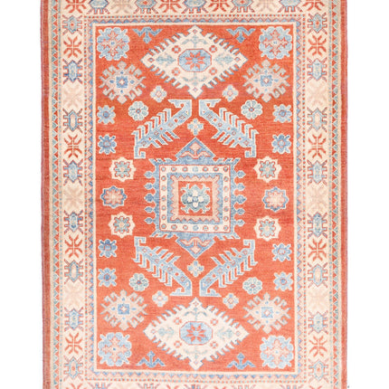 Kazak 3' 3" X 4' 10" Hand Knotted Wool Rug 3' 3" X 4' 10" (99 X 147) / Red / Wool