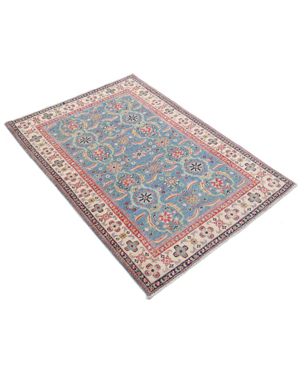 Kazak 3' 2" X 4' 5" Hand Knotted Wool Rug 3' 2" X 4' 5" (97 X 135) / Blue / Wool