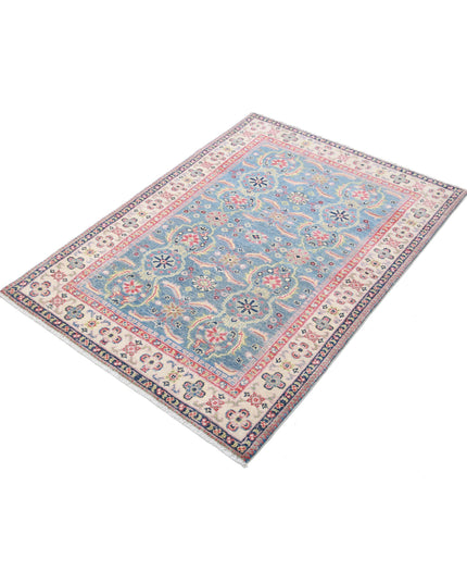 Kazak 3' 2" X 4' 5" Hand Knotted Wool Rug 3' 2" X 4' 5" (97 X 135) / Blue / Wool