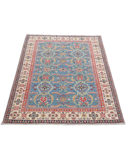 Kazak 3' 2" X 4' 5" Hand Knotted Wool Rug 3' 2" X 4' 5" (97 X 135) / Blue / Wool