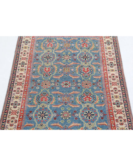 Kazak 3' 2" X 4' 5" Hand Knotted Wool Rug 3' 2" X 4' 5" (97 X 135) / Blue / Wool