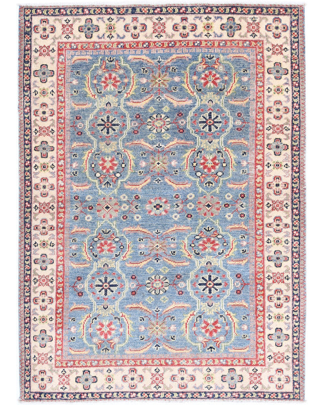 Kazak 3' 2" X 4' 5" Hand Knotted Wool Rug 3' 2" X 4' 5" (97 X 135) / Blue / Wool