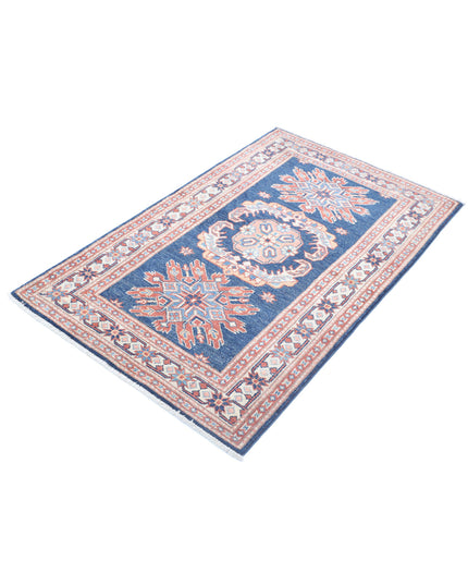 Kazak 3' 0" X 4' 10" Hand Knotted Wool Rug 3' 0" X 4' 10" (91 X 147) / Blue / Wool