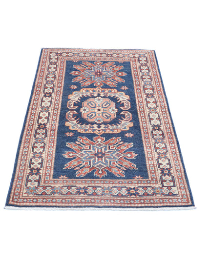Kazak 3' 0" X 4' 10" Hand Knotted Wool Rug 3' 0" X 4' 10" (91 X 147) / Blue / Wool