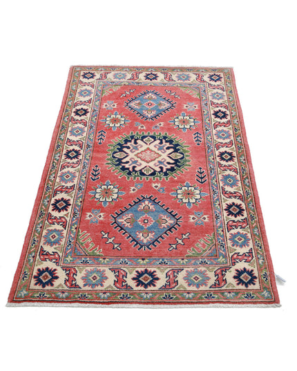 Kazak 3' 1" X 4' 9" Hand Knotted Wool Rug 3' 1" X 4' 9" (94 X 145) / Red / Wool