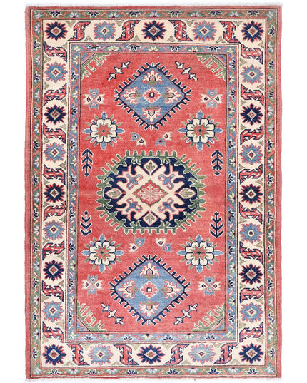 Kazak 3' 1" X 4' 9" Hand Knotted Wool Rug 3' 1" X 4' 9" (94 X 145) / Red / Wool