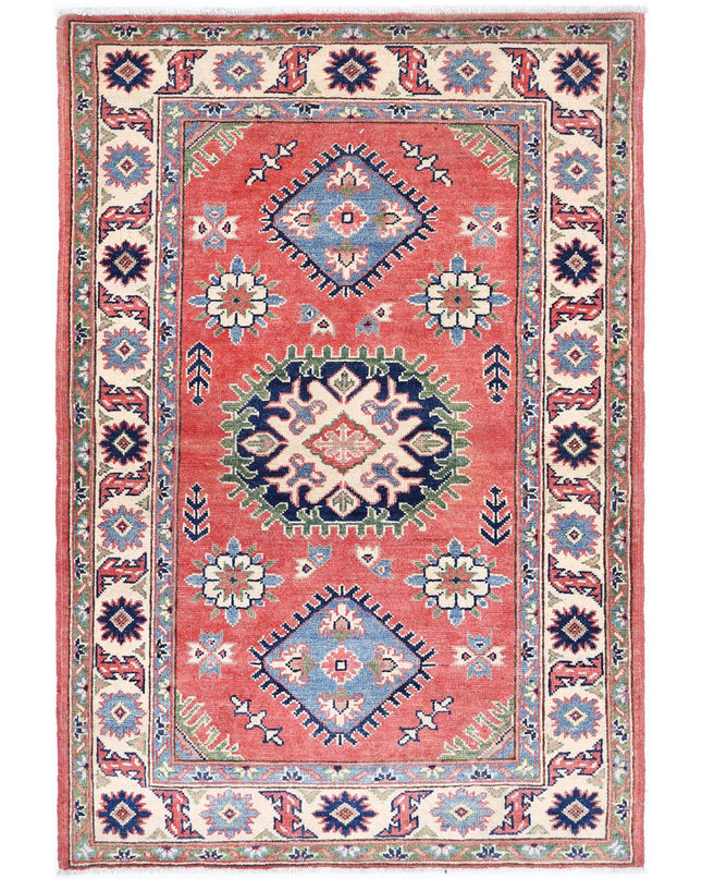 Kazak 3' 1" X 4' 9" Hand Knotted Wool Rug 3' 1" X 4' 9" (94 X 145) / Red / Wool