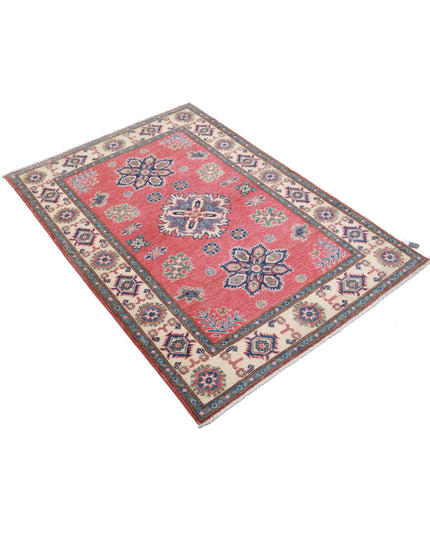 Kazak 3' 4" X 4' 7" Hand Knotted Wool Rug 3' 4" X 4' 7" (101 X 140) / Red / Wool
