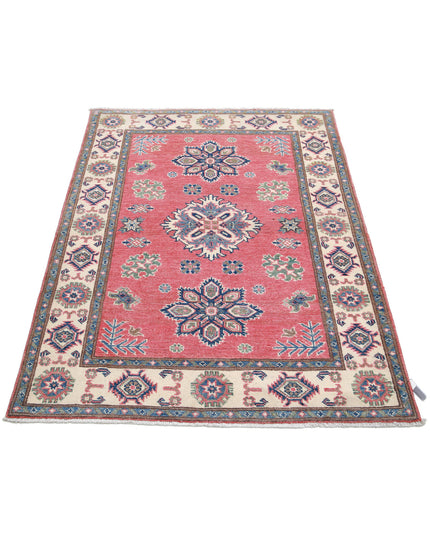 Kazak 3' 4" X 4' 7" Hand Knotted Wool Rug 3' 4" X 4' 7" (101 X 140) / Red / Wool