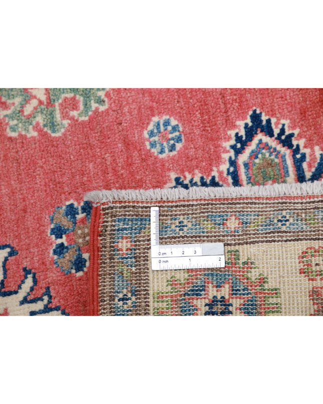 Kazak 3' 4" X 4' 7" Hand Knotted Wool Rug 3' 4" X 4' 7" (101 X 140) / Red / Wool