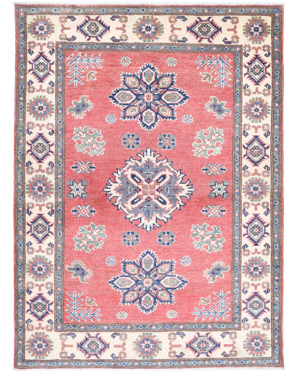 Kazak 3' 4" X 4' 7" Hand Knotted Wool Rug 3' 4" X 4' 7" (101 X 140) / Red / Wool