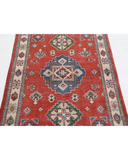 Kazak 3' 2" X 4' 11" Hand Knotted Wool Rug 3' 2" X 4' 11" (97 X 150) / Red / Wool